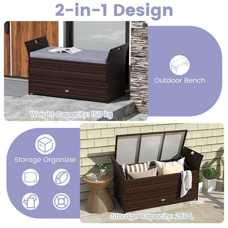 Costway 125cm W 260L Storage Bench
