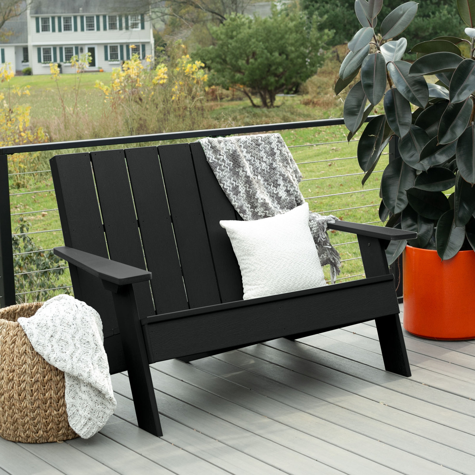 Byrnes 4 - Person Patio Conversation Set, Black