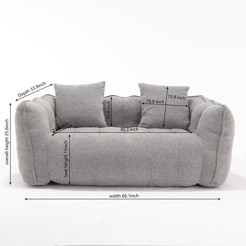 66" Modern Style Upholstered Sofa, Gray