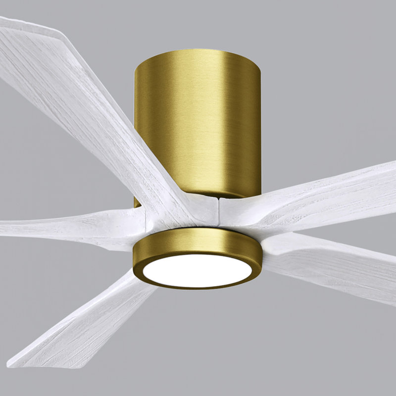 Ventilateur de plafond à 5 pales DEL avec ensemble d'éclairage inclus Irene, Laiton brossé, 60", Blanc mat