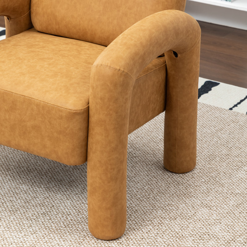 Iryanna Upholstered Faux Leather Armchair, Yellow