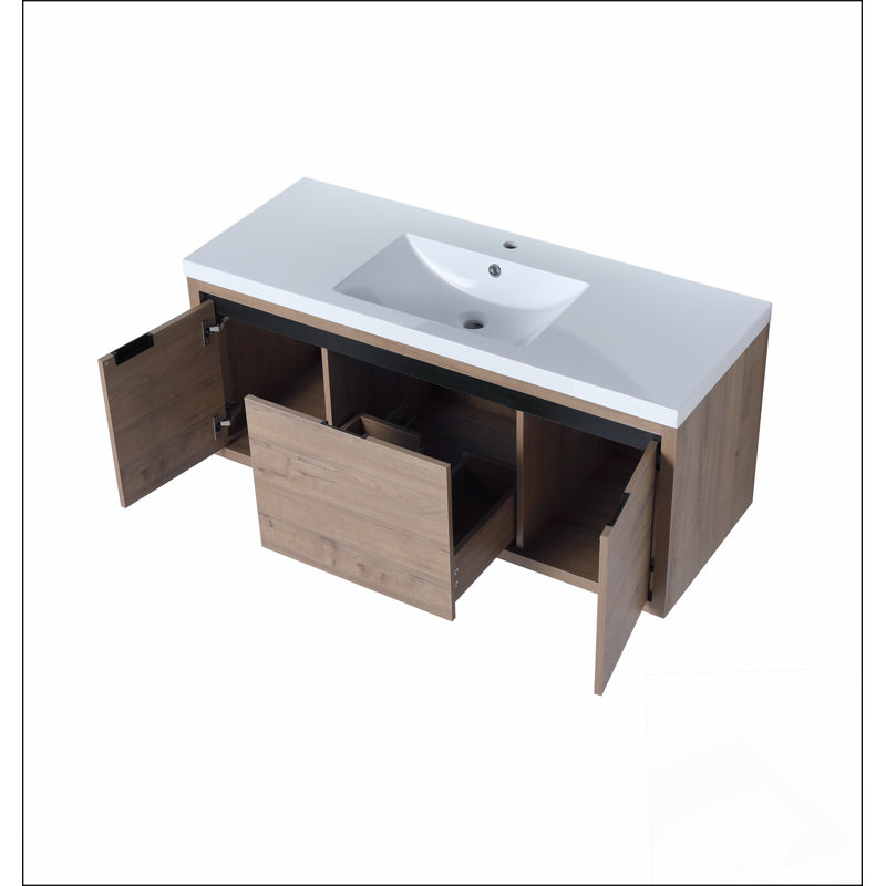 48 Inch Bathroom Cabinet With Sink,Soft Close Doors and Drawer,Float Mounting Design,48x18(KD-Packing)