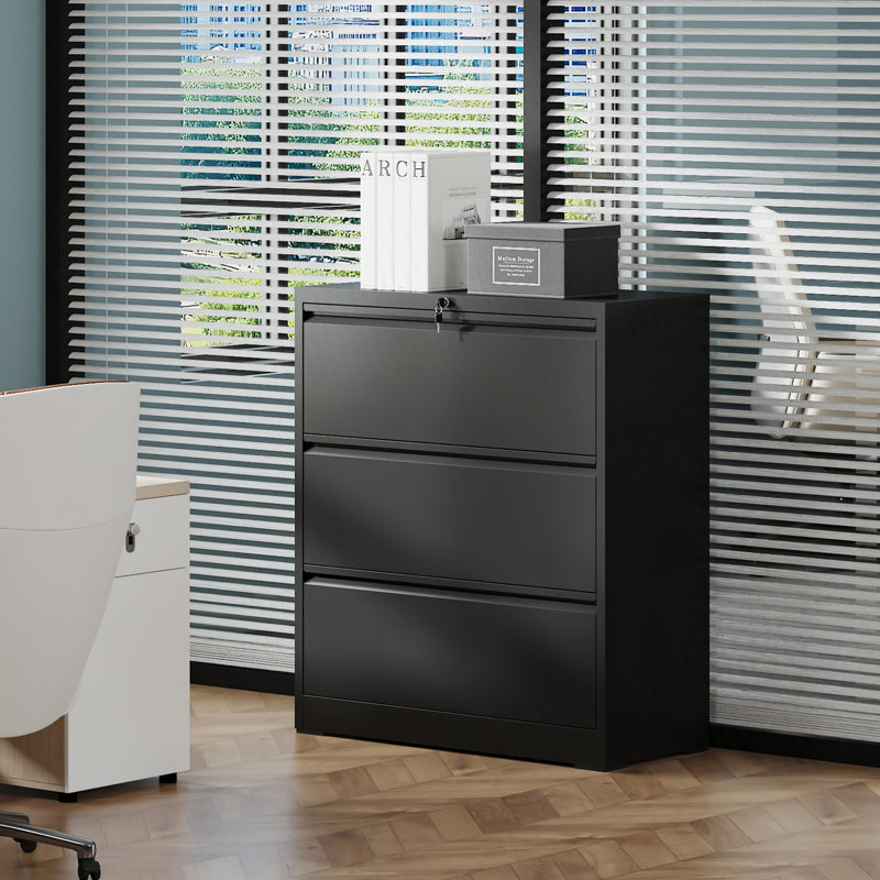 3 Drawer Lateral File Cabinet, 35.4 Inch Wide, Locking Heavy Duty Metal Storage for Home Office, Anti-Tip Safety Interlock, Vertical Letter/Legal/A4 Filing