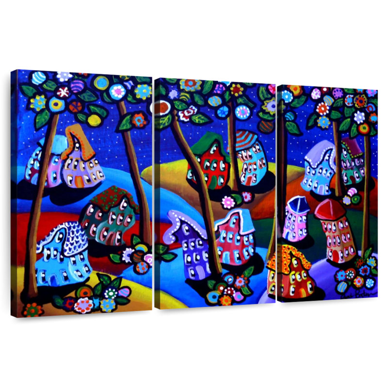 Lilie Whimsical Hills Houses Trees, 36" H x 57" W