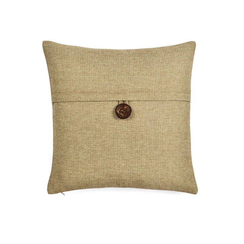 Clayton Red Woven Button 20" x 20" Polyester Pillow Cover
