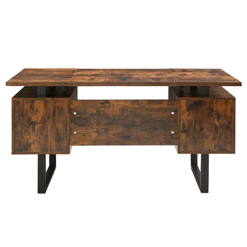 Sousa Modern Computer Desk Office Desk with 4 Large Drawers, Rustic Brown