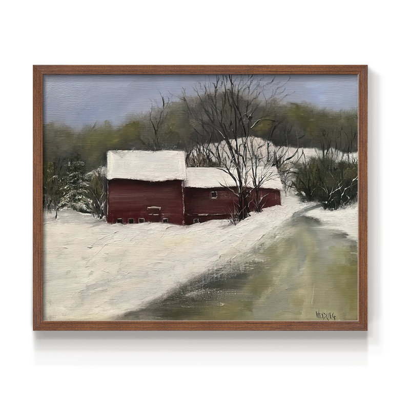 Winter Homestead II -Framed Print - Restickable, Walnut, 11" H x 14" W