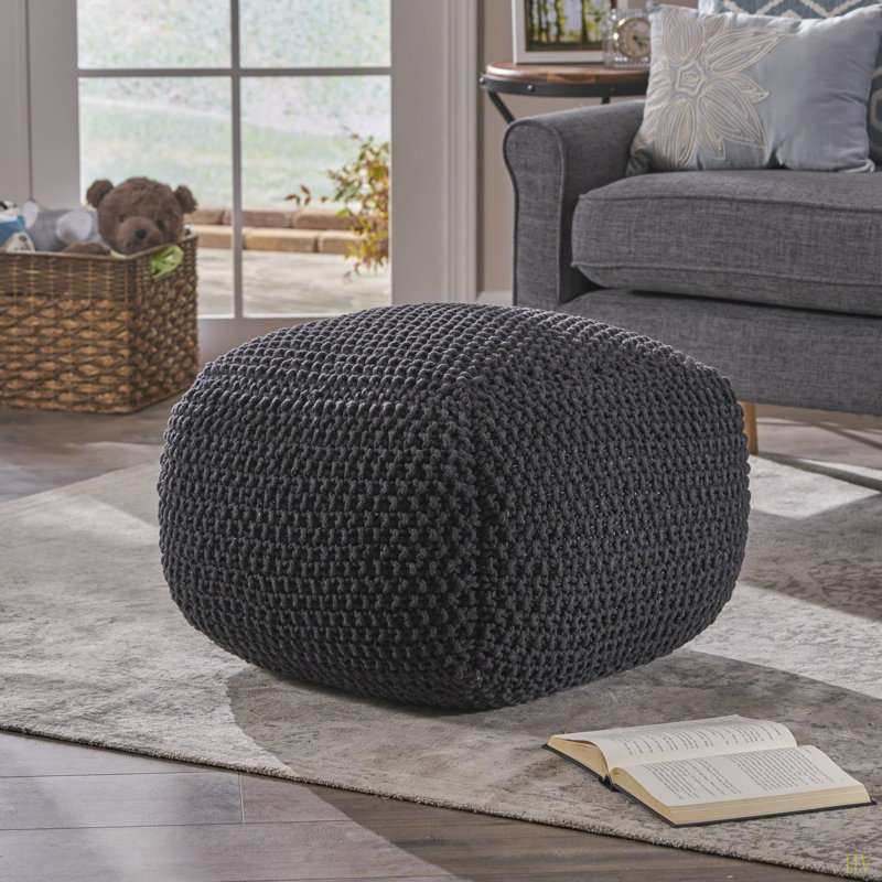 Pouf en coton Hollis, Gris