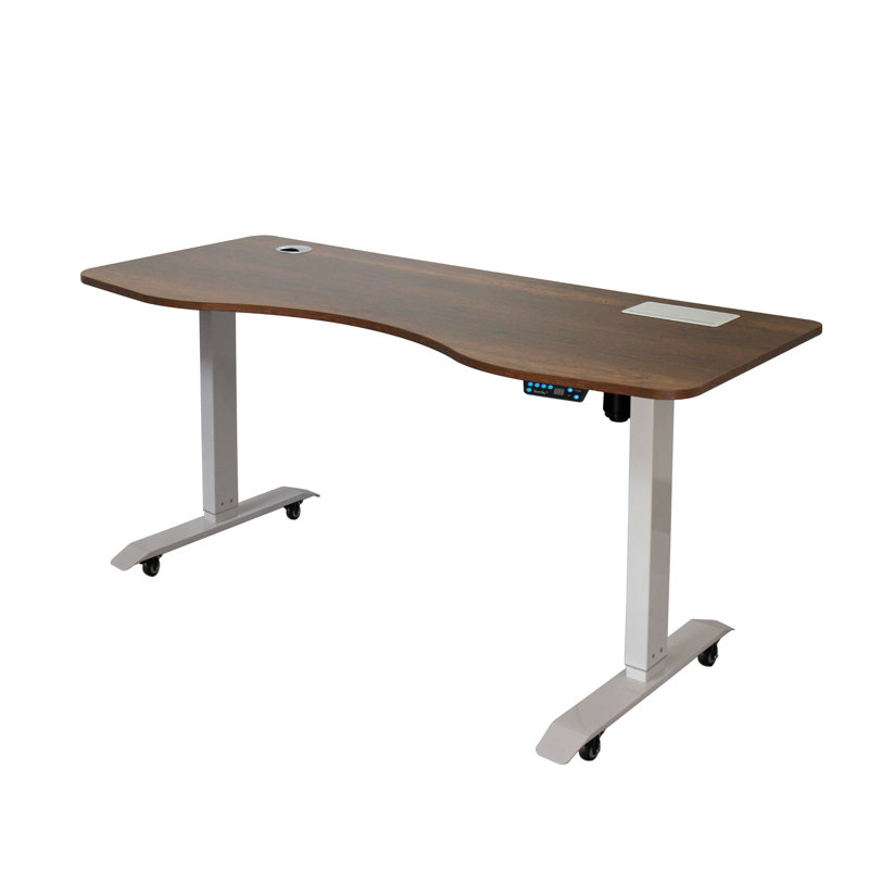 Bureau à hauteur ajustable Kissena, Érable foncé / blanc