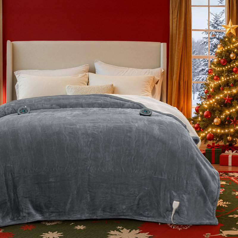 Electric Blanket - Dual Control Heated Blanket, Fast Heating with 10 Time Settings & 10 Heat Settings, Classic Grey, Queen