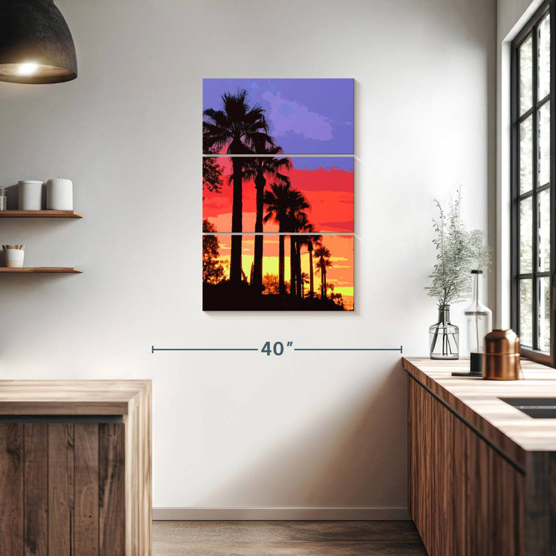 Alvord Palm Tree Sunset Illustration, 38" H x 24" W
