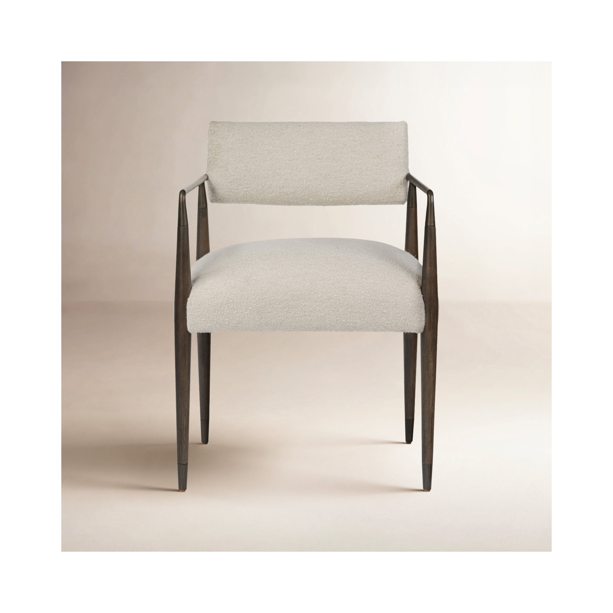 Damari Upholstered Arm Chair, Sierra Brown/Aged Bronze, Charter Oatmeal