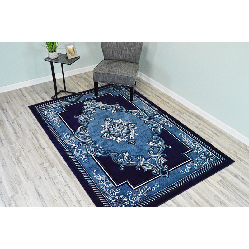 Tapis bleu marine Ramsel, Rectangle 7 pi 9 po x 10 pi 8 po
