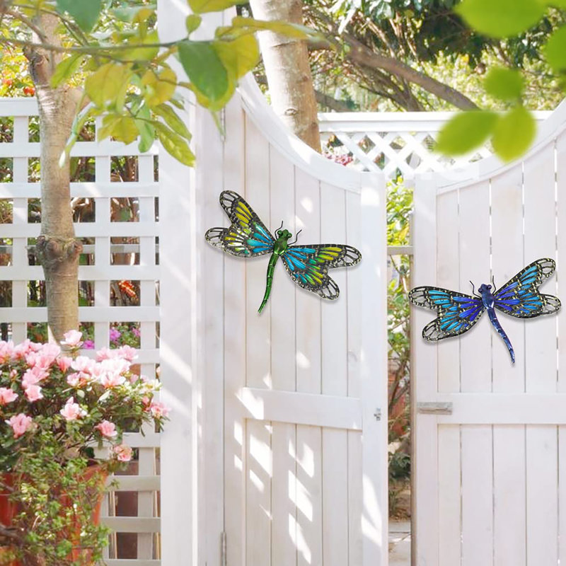 2Pcs Metal Dragonfly Wall Decor
