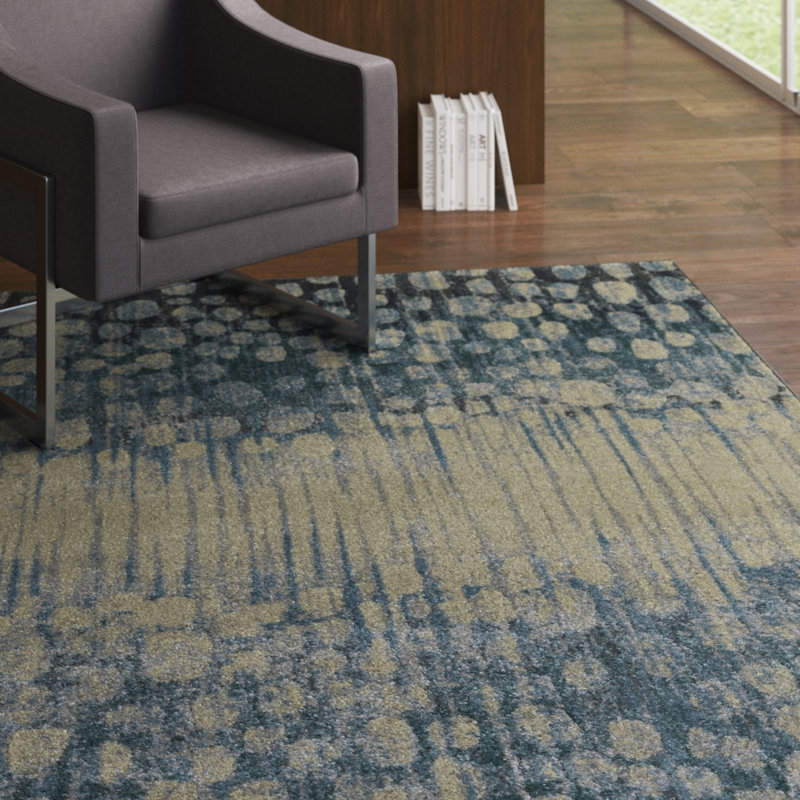 Tapis étain abstrait area Garth, Rectangle 9 pi 6 po x 13 pi 2 po