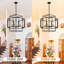 Luminaire suspendu industriel de 16,5 po à hauteur réglable avec luminaire suspendu industriel 4 lumières pour vestibule, salle à manger et îlot de cuisine, finition noire et argentée-1145291334