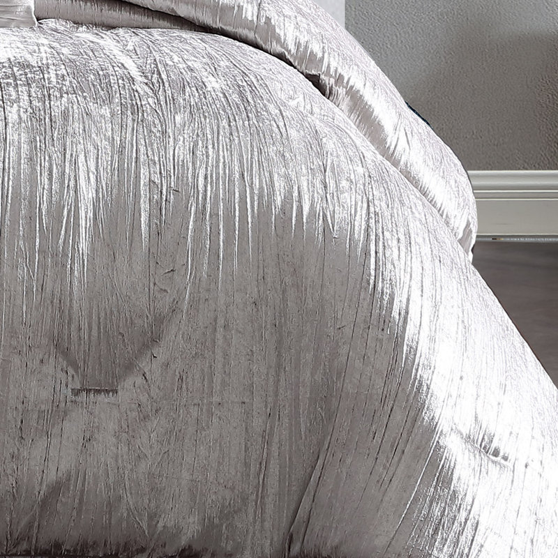 Turin Crinkle, King Comforter + 6 Additional Pieces, Silver