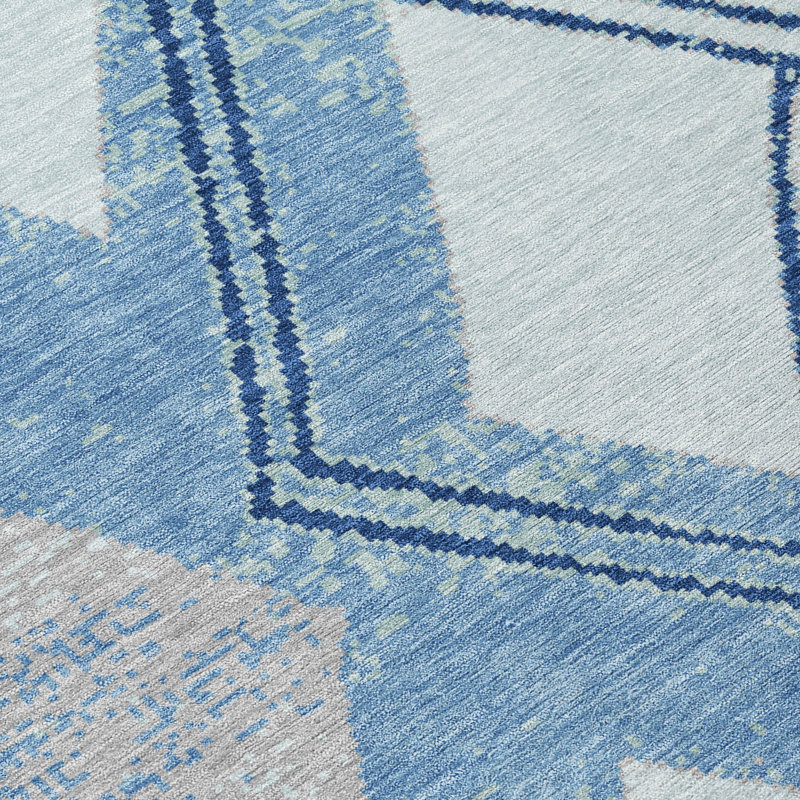 Machine Washable Indoor/Outdoor Chantille ACN2909 Geometric Rug, Sky, 2'6" x 3'10"