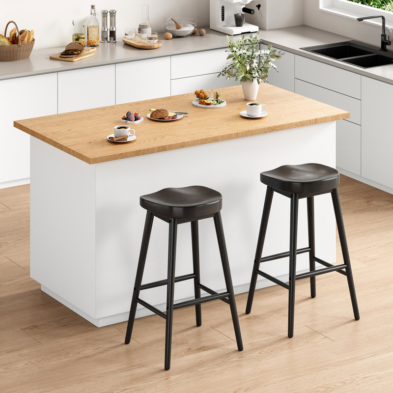 Tabouret de bar en bois massif Danel, Noir, Tabouret de bar (siège d'une hauteur de 30,3 po)