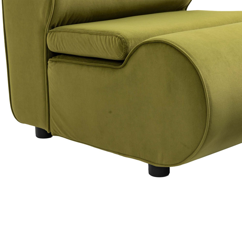 Chaise d'appoint avec repose-pieds House Hold, Velours vert olive