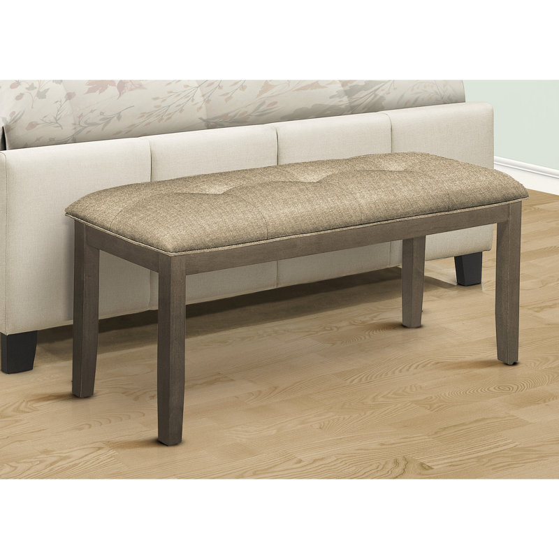 Bench, Rectangular, Dining Room, Entryway, Kitchen, Hallway, Upholstered, Wood, Fabric, Solid Wood, Transitional