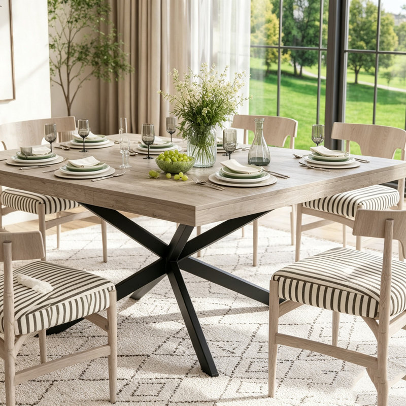 Table de salle à manger extensible rétro avec boîte de rangement, Black+Grey