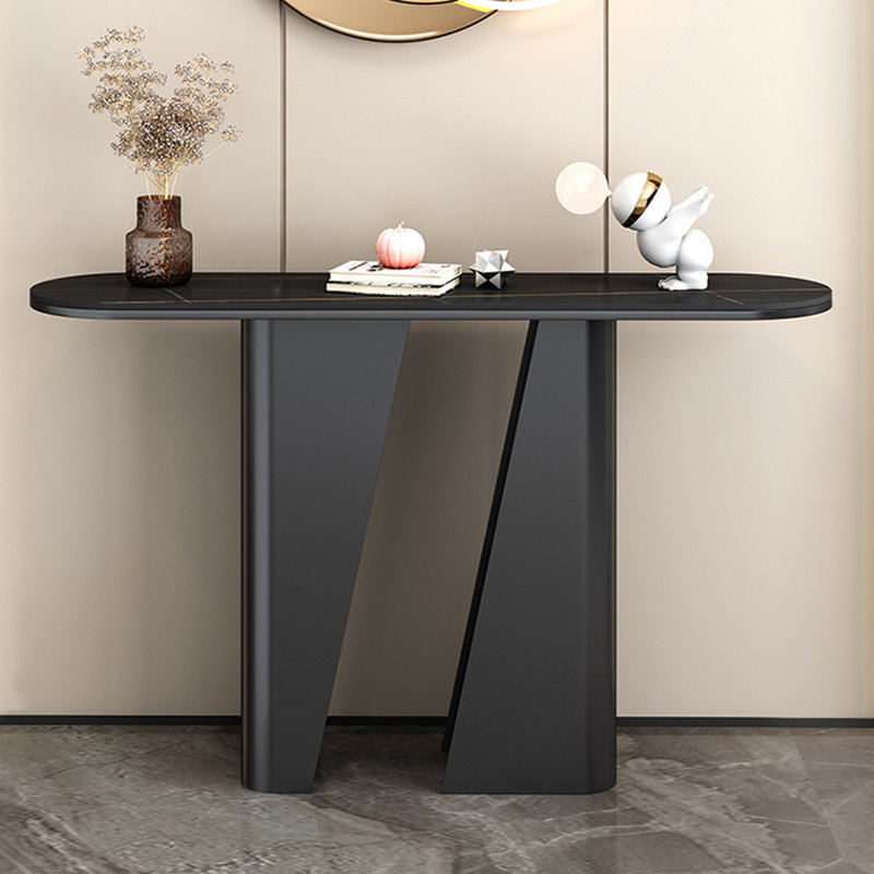 Console italienne de style luxueux, Noir, H 33,5 po x l 63 po x P 13,8 po, Noir