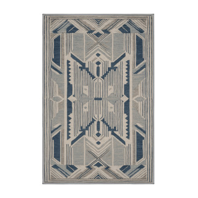 Washable Coastal Geometry Plus Coastal Area Rug