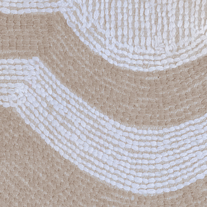 Cotton Non-Slip Bath Mat, Taupe/White Center