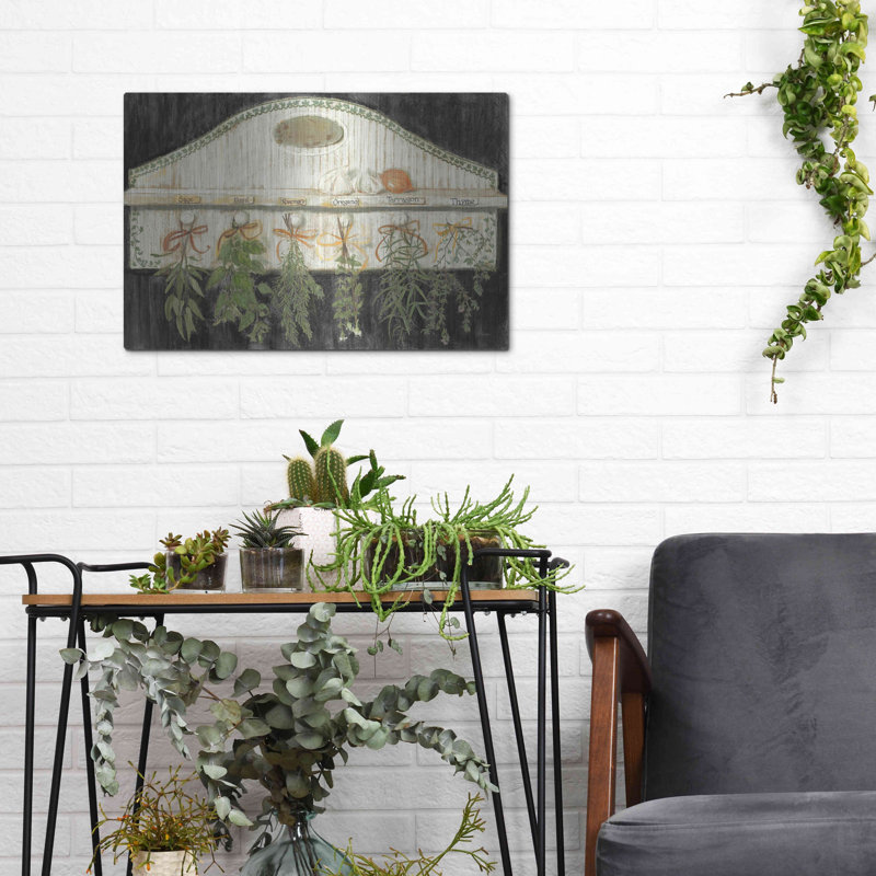 «Herbs On Pegs Black» par Carol Rowan, H 12 po x l 16 po
