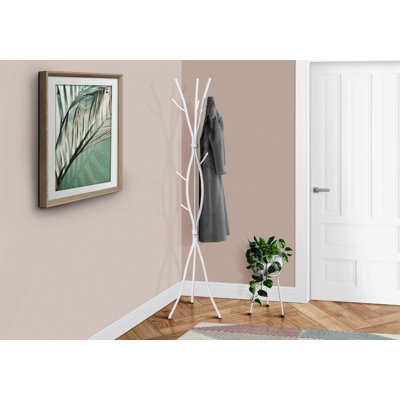 74"H Bedroom Coat Rack Metal Hall Tree Freestanding 11 Hooks Coat Rack Umbrella Stand