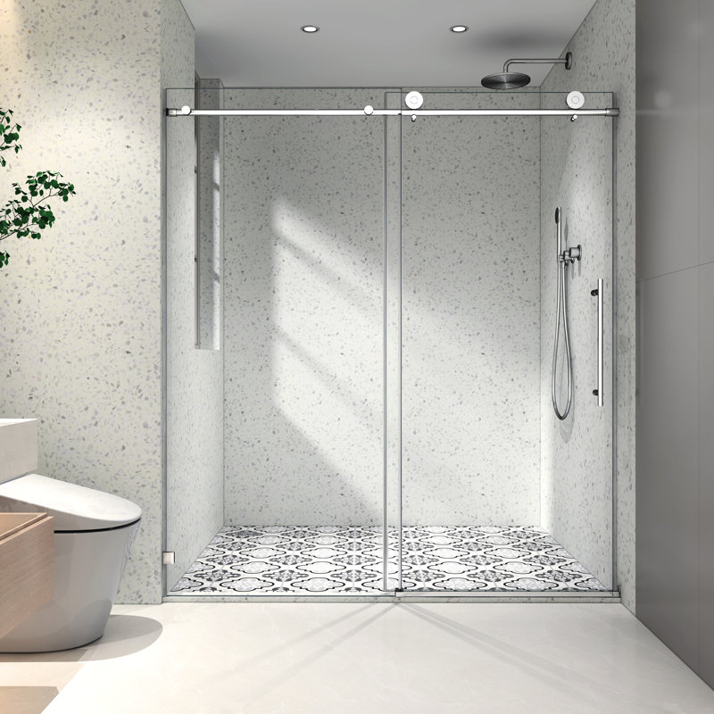 6076 Brushed Gold Shower Door - With 70Mm 304 Stainless Steel Pulleys, Soft Closing, Nano Cleaning, -Proof Membrane For Bathroom Coating Bath
