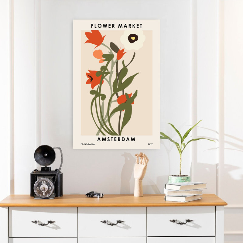Art contemporain, art floral, H 24 po x l 16 po
