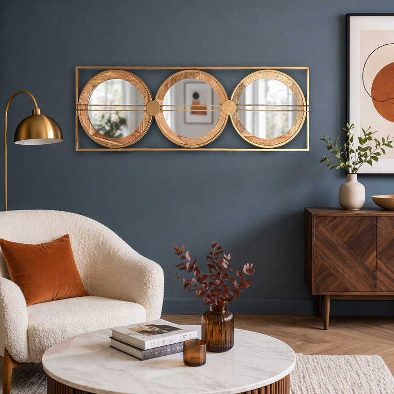 Miroir mural dans un cadre rectangulaire doré, décoration murale pour la maison
