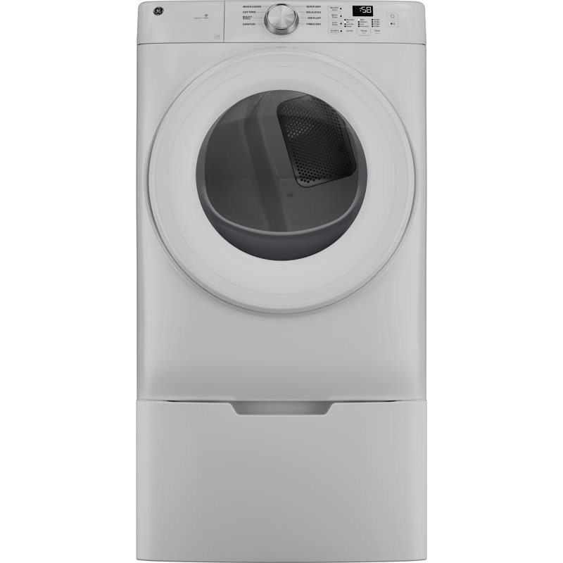 GE® ENERGY STAR® 7.8 cu. ft. Capacity Smart Front Load Gas Dryer, Natural Gas, White