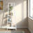 Jonco 4 Shelves Corner Etagere Bookshelf in White Finish, 58.89" H X 17.28" W X 11.04" D