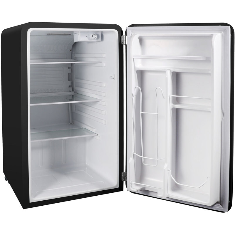 3.2 cu. ft. Retro Mini Refrigerator in Black without Freezer, Black
