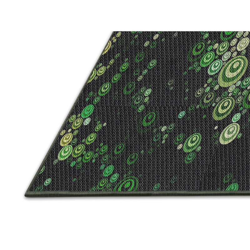 Tapis noir/vert tissé à la machine, Rectangle 2 pi x 4 pi
