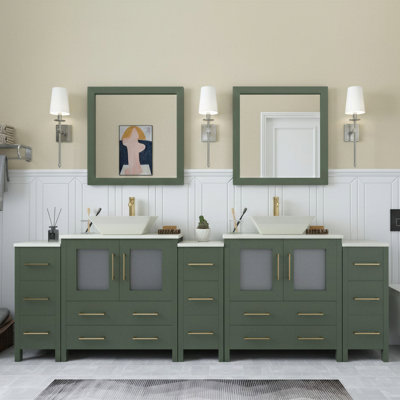  96" Double Bathroom Vanity Set with Mirror