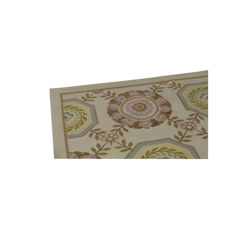 Tapis ivoire et taupe noué à la main de haute qualité