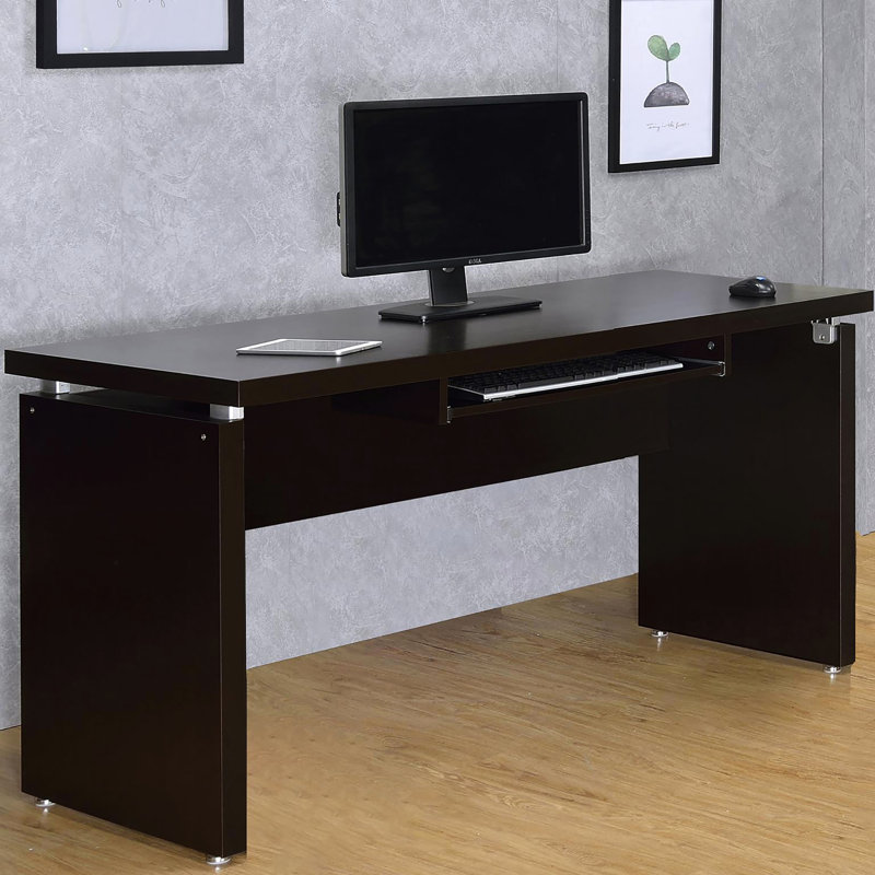 Bureau d'ordinateur cappuccino avec tiroir à dossiers suspendus - Plateau de rangement pour documents - Table de bureau rectangulaire moderne - Finition pratique et élégante