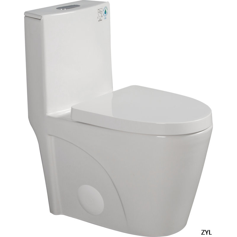 One-Piece Toilet, 1.1/1.60 GPF Water-Efficient Dual-Flush Elongated Comfort Height Floor Mounted, Standard-Size Toilet With Soft Closing Seat Included