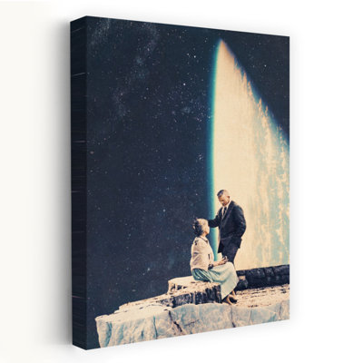 This Love Retro Romantic Surreal Moth Landscape Nature Wall Art Print 1 Piece Wrapped Canvas Wall Art