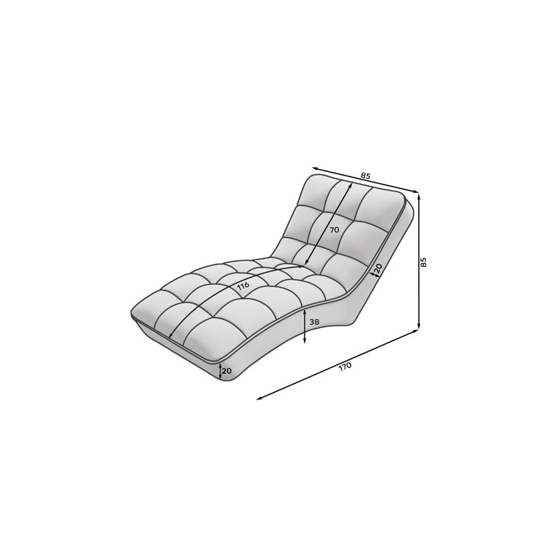 Elle-May Upholstered Chaise Lounge, Blue