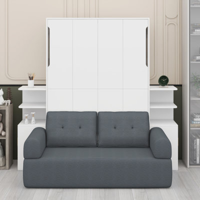 Wall-Mounted Murphy Bed With Integrated Sofa And Storage For Multi-Functional Living