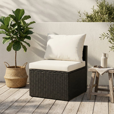 Ensemble de patio d'extérieur en osier 4 pièces avec table en verre trempé