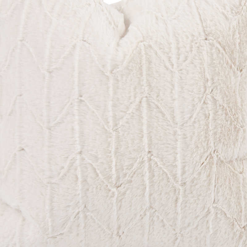 Upholstered Pouf, Angora Natural Polyester