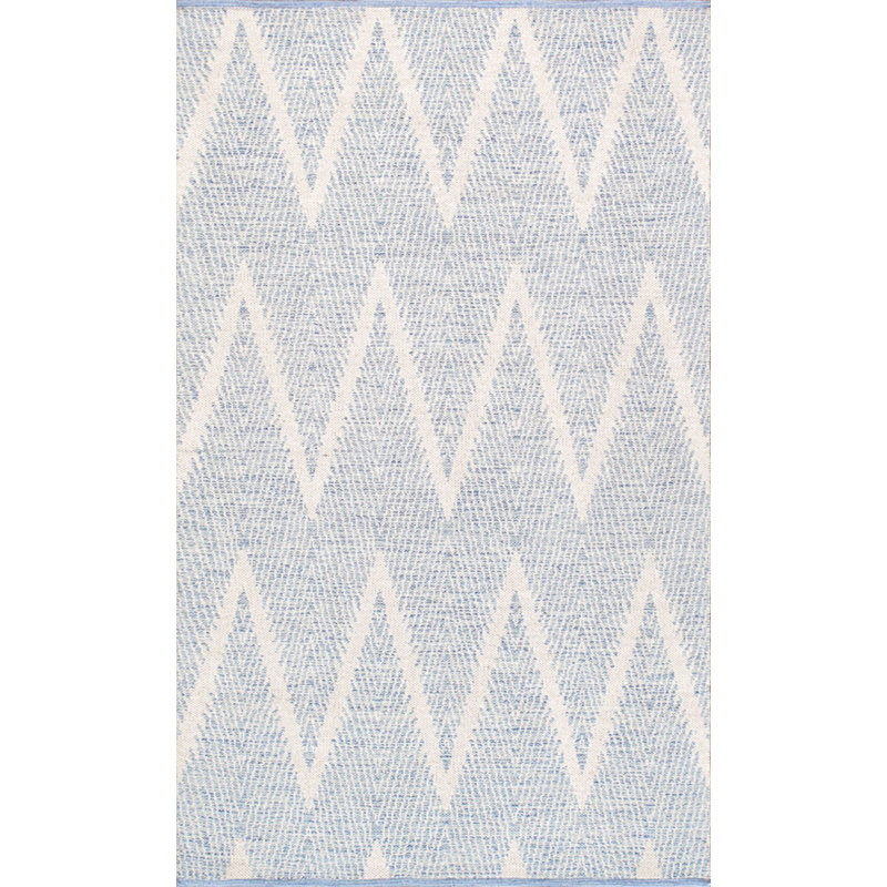 Tapis turquoise / ivoire en coton tissé à la main Simplicity, Rectangle 4 pi x 6 pi