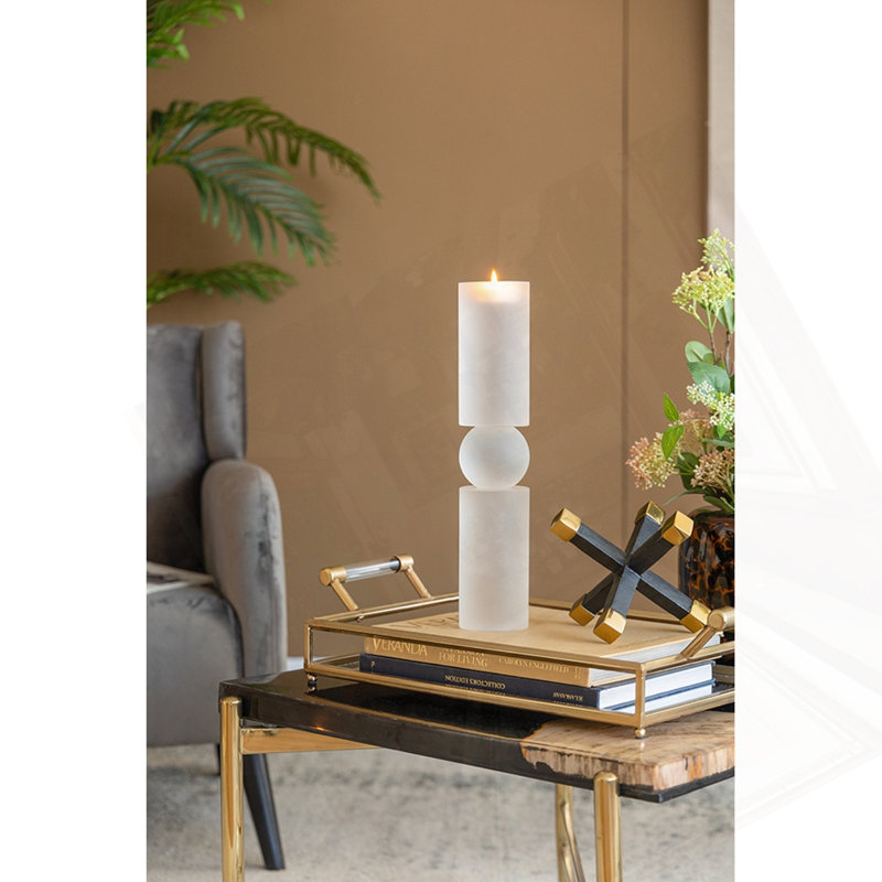 D3.1X15" Palisade Large Glass Candle Holder, 15" H x 3.1" W x 3.1" D