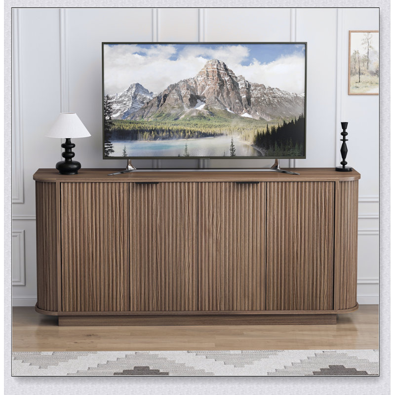 Buffet de rangement ondulé de 63 po à deux portes avec tablettes réglables, idéal pour la cuisine, le salon, le couloir - rangement polyvalent ()